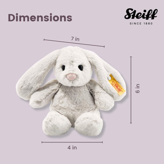 Steiff Hoppie Hase 18 cm hellgrau, Plüschtier Hase mit Schlappohren, Soft Cuddly Friends, flauschiges StofftieKuscheln – Bild 2
