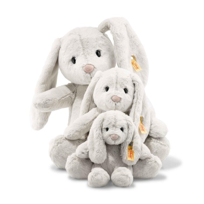 Steiff Hoppie Hase 18 cm hellgrau, Plüschtier Hase mit Schlappohren, Soft Cuddly Friends, flauschiges StofftieKuscheln – Bild 5
