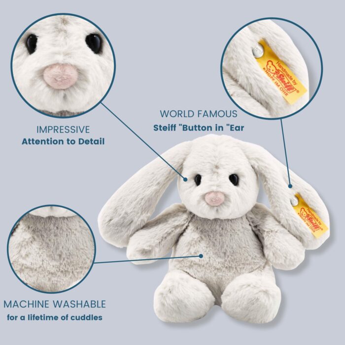 Steiff Hoppie Hase 18 cm hellgrau, Plüschtier Hase mit Schlappohren, Soft Cuddly Friends, flauschiges StofftieKuscheln – Bild 4